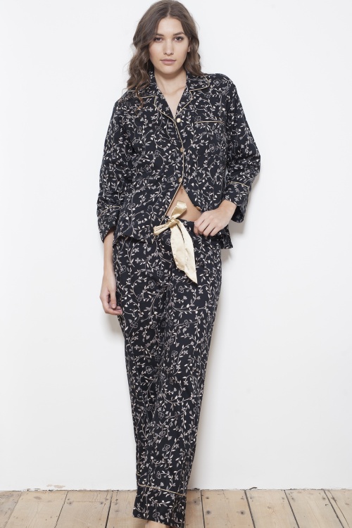 Antique Noir Cotton Poplin PJ Set